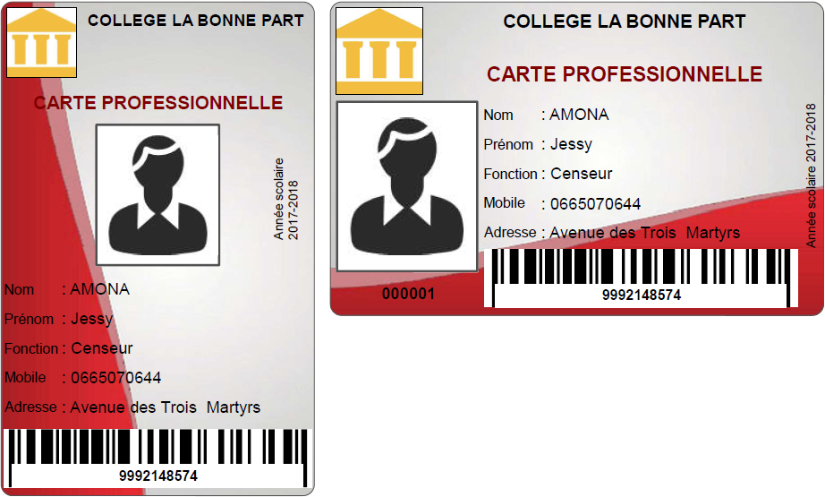 Cartes professionnelles (portrait + paysage)