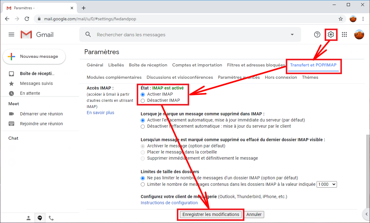 GMAIL - activation IMAP