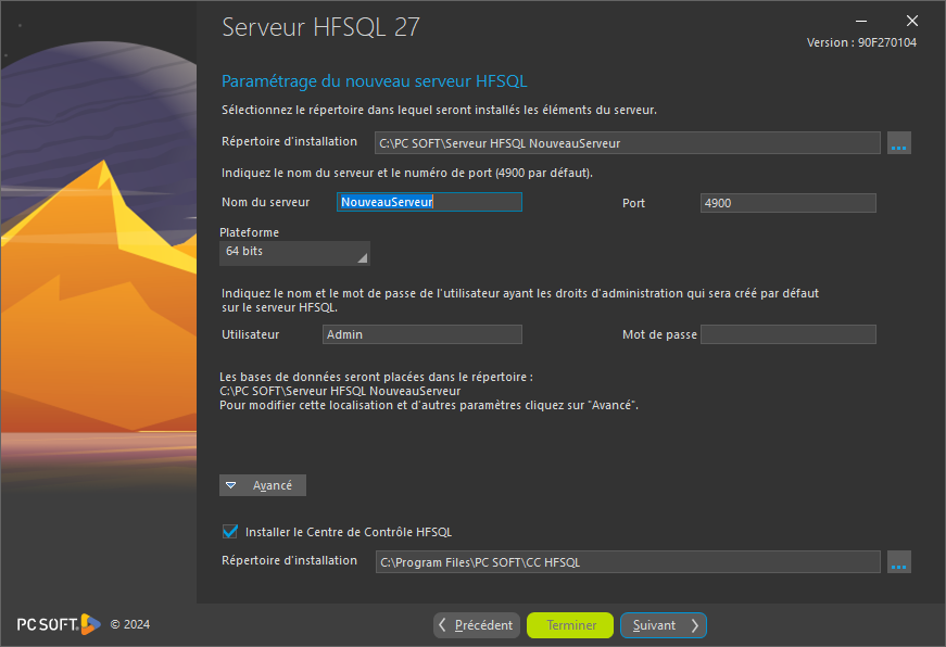 Install HFSQL C/S - Paramètres