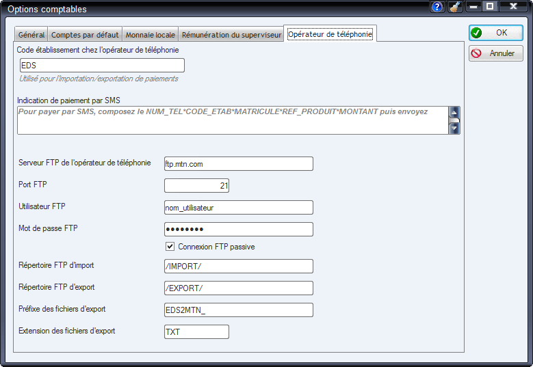 Options comptables .. Opérateur de téléphonie